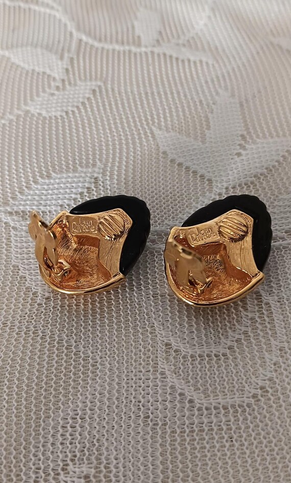 Joan Rivers Black Lucite Acorn Goldtone Earrings - image 3