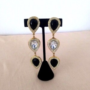 Vintage Runway Style Austrian Crystal dangle earrings.  Two color choices.