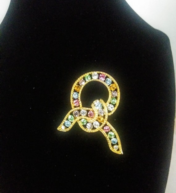 Joan Rivers Multi Colored Love Knot Brooch - image 3