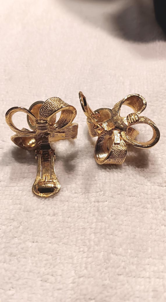 Kenneth J Lane  Gold Tone Bow Earrings. - image 3