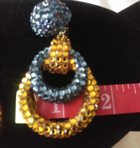 Vintage Austrian Crystal dangle 90's Lg Earrings - image 6