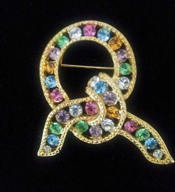 Joan Rivers Multi Colored Love Knot Brooch - image 1