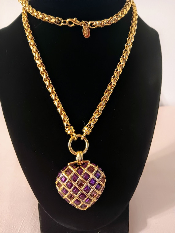 Joan Rivers " Purple  Heart Necklace "