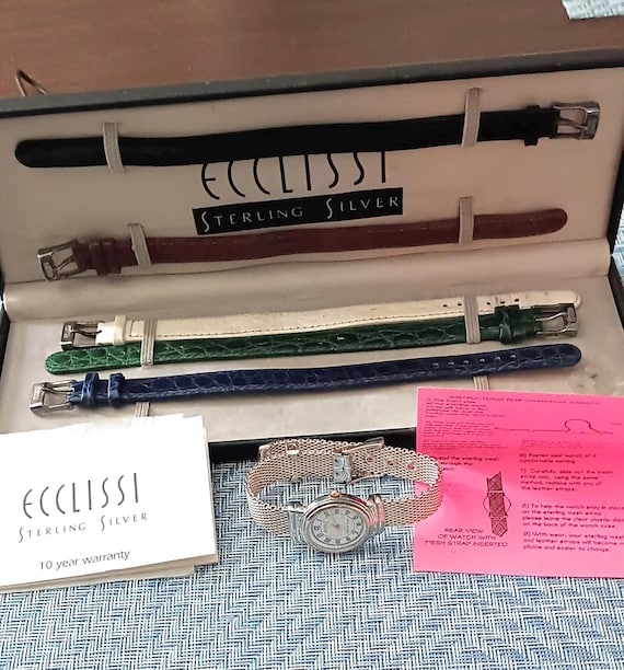 Ecclissi Sterling Silver & Gold Watch with interc… - image 1