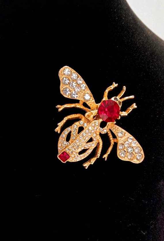 Goldtone Crystal Bee Brooch