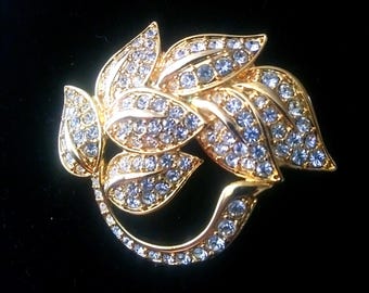 Nolan Miller " Crystal Leaf Brooch".
