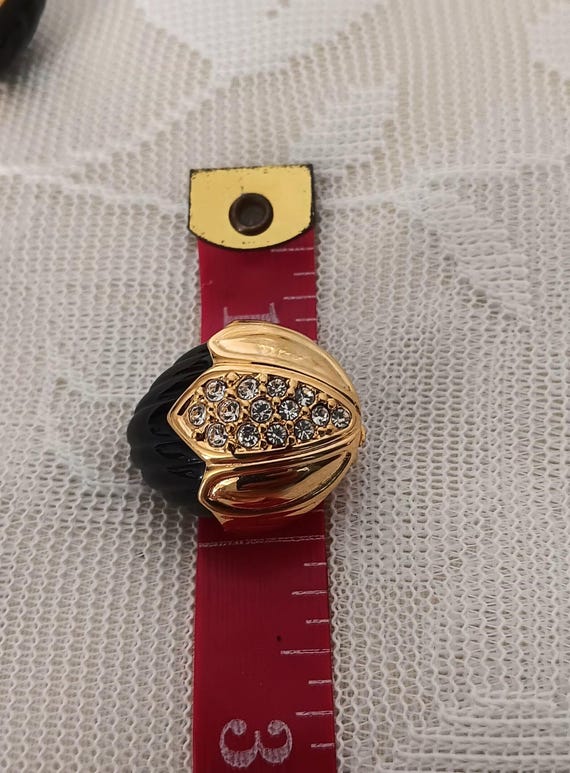 Joan Rivers Black Lucite Acorn Goldtone Earrings - image 6