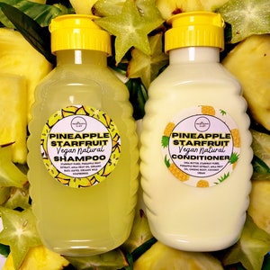 Pineapple Starfruit Natural Vegan Shampoo + Conditioner Set for Healthy Hair 16 ounces each