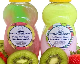 Strawberry & Kiwi Natural Shampoo + Conditioner Set for Healthy Hair 16 ounces each