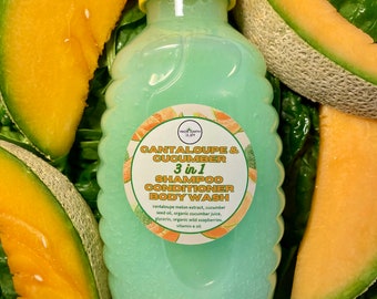 Cantaloupe Cucumber - 3 in 1 - Natural Shampoo / Conditioner / Body Wash