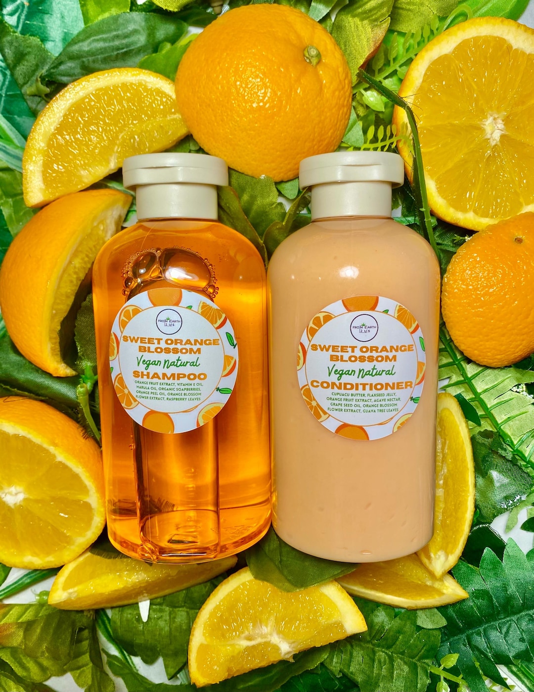 Sweet Orange Blossom Natural Vegan Shampoo + Conditioner Set for