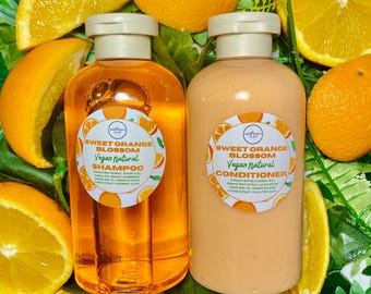 Sweet Orange Blossom Natural Vegan Shampoo + Conditioner Set for Healthy Hair 14 ounces each