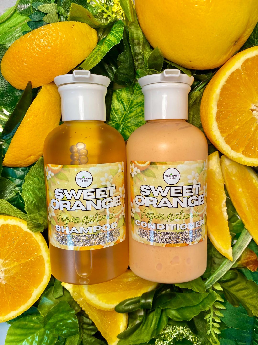 Sweet Orange Blossom Natural Vegan Shampoo + Conditioner Set for