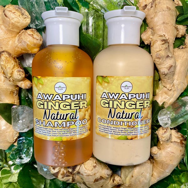 Awapuhi Ginger Natural Shampoo + Conditioner Set for Healthy Hair 14 ounces each