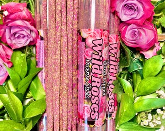 Organic Wild Rose Hand Rolled Incense Sticks (25 Count)