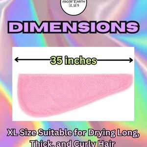 Puede incluir: Toalla de microfibra rosa para el cabello que mide 89 cm de largo. Talla XL adecuada para secar el cabello largo, grueso y rizado.