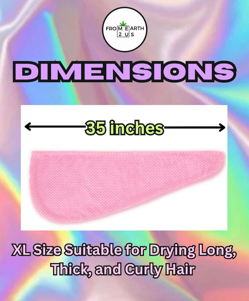 Puede incluir: Toalla de microfibra rosa para el cabello que mide 89 cm de largo. Talla XL adecuada para secar el cabello largo, grueso y rizado.