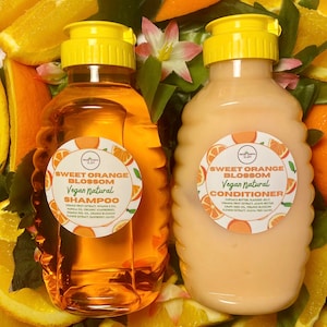 Sweet Orange Blossom Natural Vegan Shampoo + Conditioner Set for Healthy Hair 16 ounces each