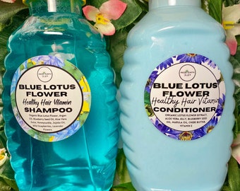 Blue Lotus Flower Natural Vegan Shampoo + Conditioner Set for Healthy Hair 16 ounces each