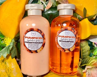 Pumpkin & Agave Nectar Natural Vegan Shampoo + Conditioner Set for Healthy Hair 14 ounces each