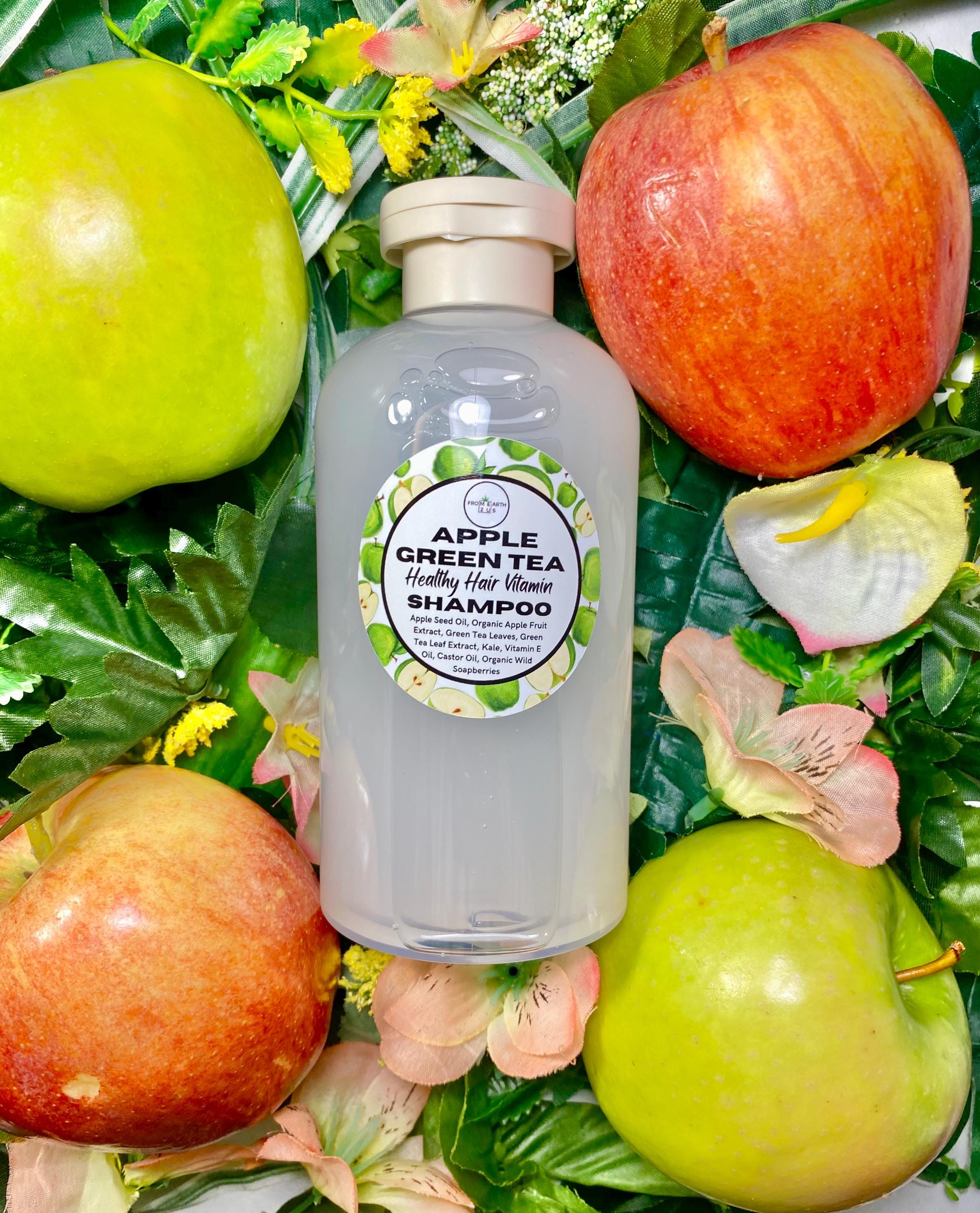 Apple Green Tea Natural Vegan Shampoo for Healthy Hair 14 ounces