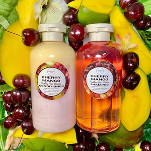 Cherry Mango Natural Shampoo + Conditioner Set for Healthy Hair 14 ounces each