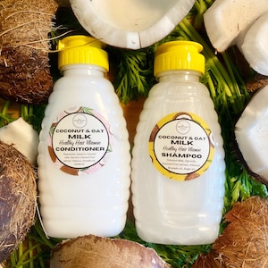 Coconut Oat Milk Natural Shampoo Conditioner Set for Healthy Hair 16 ounces each image 1
