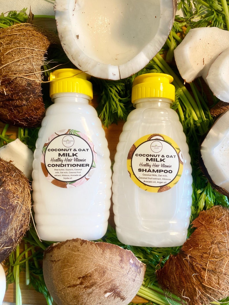 Coconut Oat Milk Natural Shampoo Conditioner Set for Healthy Hair 16 ounces each image 1