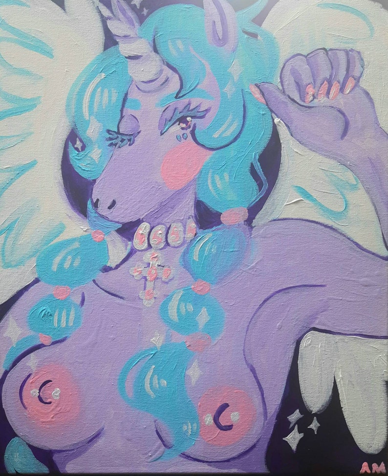 Pastel Alicorn Unicorn Girl Original Painting 16x20