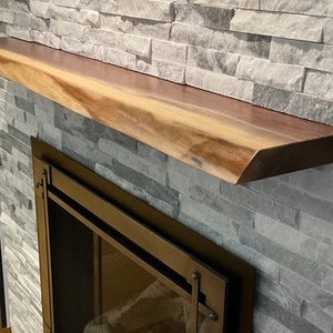 Custom Built live Edge Walnut Fireplace Mantel Shelf Made In Canada