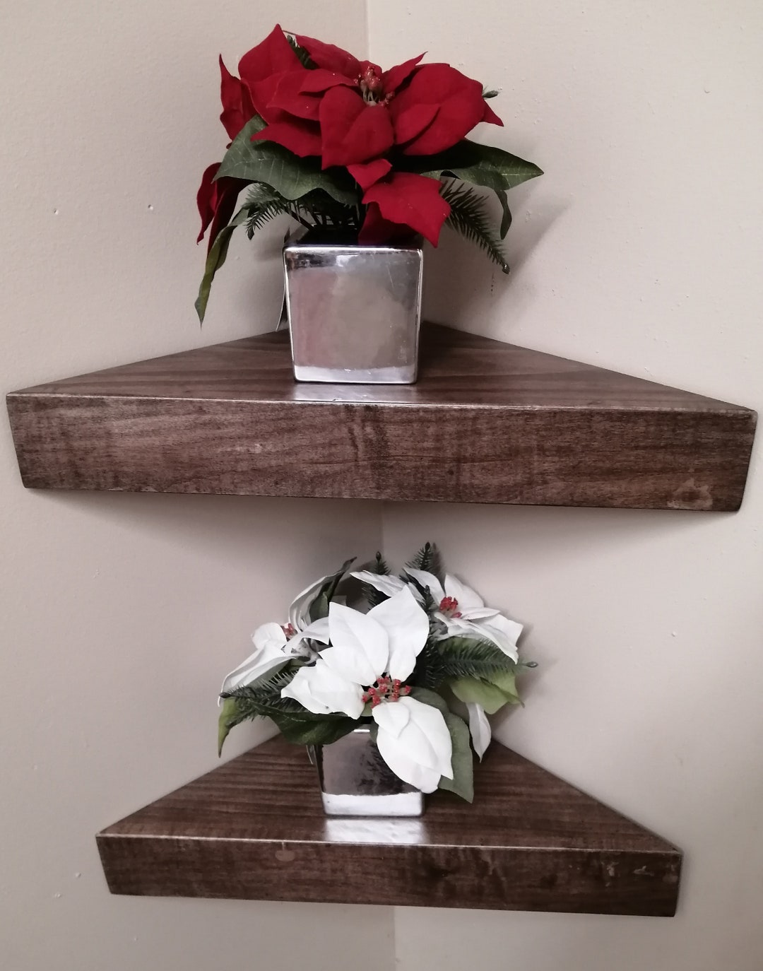 3 Thick Rustic Maple or Pine Wood Corner Floating Shelf Etsy