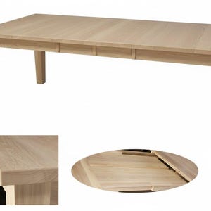 Könnte beinhalten: Ein hellfarbener Esstisch aus Holz mit rechteckiger Tischplatte und vier stabilen Beinen. Der Tisch hat eine natürliche Holzmaserung und scheint aus Massivholz zu bestehen. Der Tisch ist etwa 183 cm lang.