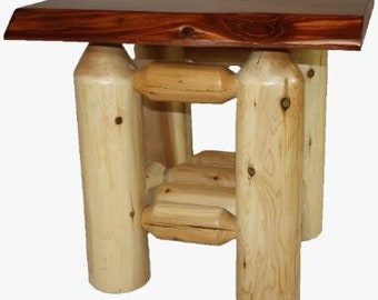 Canadian Handmade White Cedar live Edge Log Side Coffee Table Kit