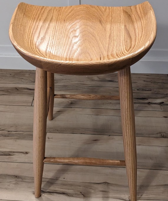 Red Oak Tractor Seat Counter Bar Stool With Custom Stain Finish Etsy UK