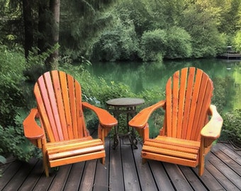 Zwaar uitgevoerde cederhouten opvouwbare Adirondack Muskoka Patio Deck Cottage-stoelset