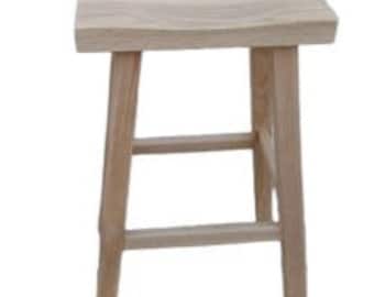 Wooden Stools Unfinished Saddle Bar Stools Stilla Solid Wood