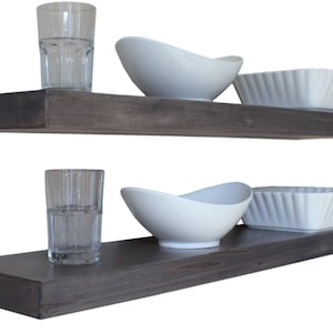Long 1 3/4&quot; Thick Maple Rustic Floating Shelves Wall Mounting Solid Wood Shelf