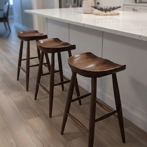 Handcrafted Walnut Tractor Seat Counter Bar Stool Kit With Clear Coat