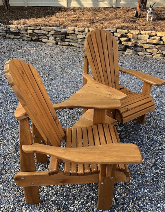 Cedar High Angle Corner Double Tete a Tete Gossip Adirondack Chair Sub assembled With Stain Finish