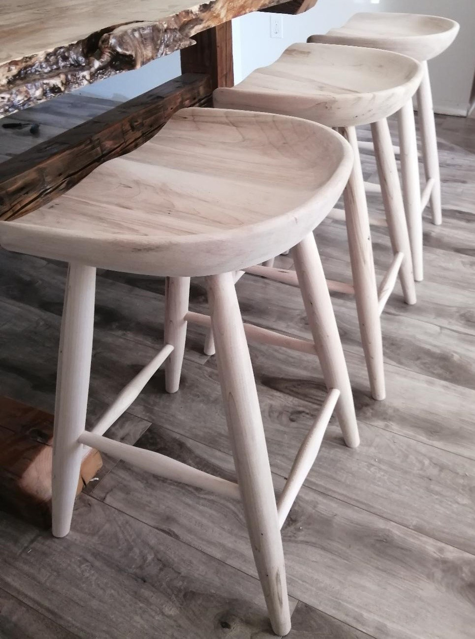 Solid Maple Wood Tractor Seat Bar Stool Kits for Kitchen Etsy