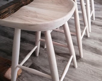 Solid Maple Wood Tractor Seat Counter Bar Stool Kit For Kitchen Island Without Finish