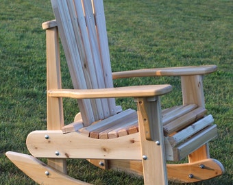 Amish Handmade Adirondack Muskoka Cedar Rocking Chair Rocker Heavy Duty Sub-assembled