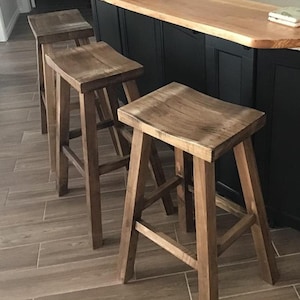 Amish/Mennonites Made Heavy Duty Maple Saddle Bar Stool Kits For Kitchen Island Counter