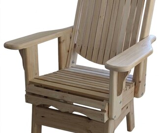 Silla giratoria mecedora de cedro hecha a mano por artesanos Amish con respaldo cómodo. Kit para patio, cabaña o terraza.