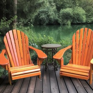 Heavy Duty Cedar Folding Adirondack Muskoka Patio Deck Cottage Chair Kit Sub-assembled W/o Stain Finish