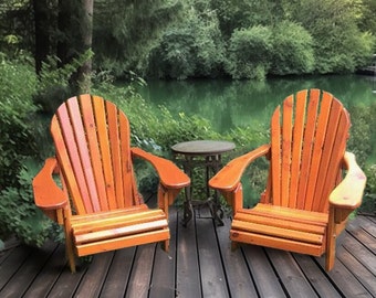 Heavy Duty Cedar Folding Adirondack Muskoka Patio Deck Cottage Chair Kit Sub-assembled W/o Stain Finish