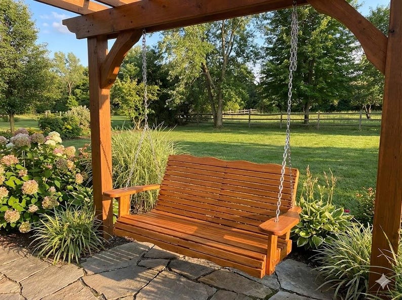 Amish Handgefertigte Double Love Cedar Swing Bench Swing Kit Bild 1