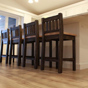 Custom Built Maple Heavy Duty Slat Back Bar Stool Kits With Custom Stain Finish