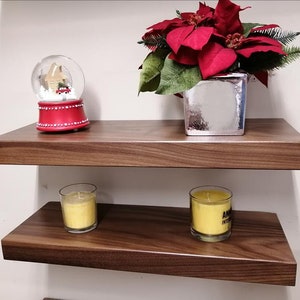 Long Walnut Floating Shelves Shelf Wall Mounting for Kitchen