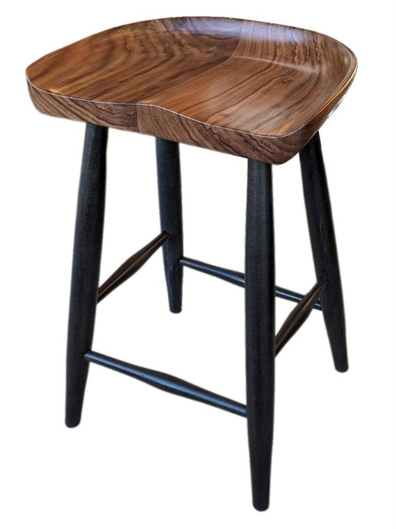Black Walnut Tractor Seat Maple Base Counter Bar Stool Kit With Custom  Stain Finish